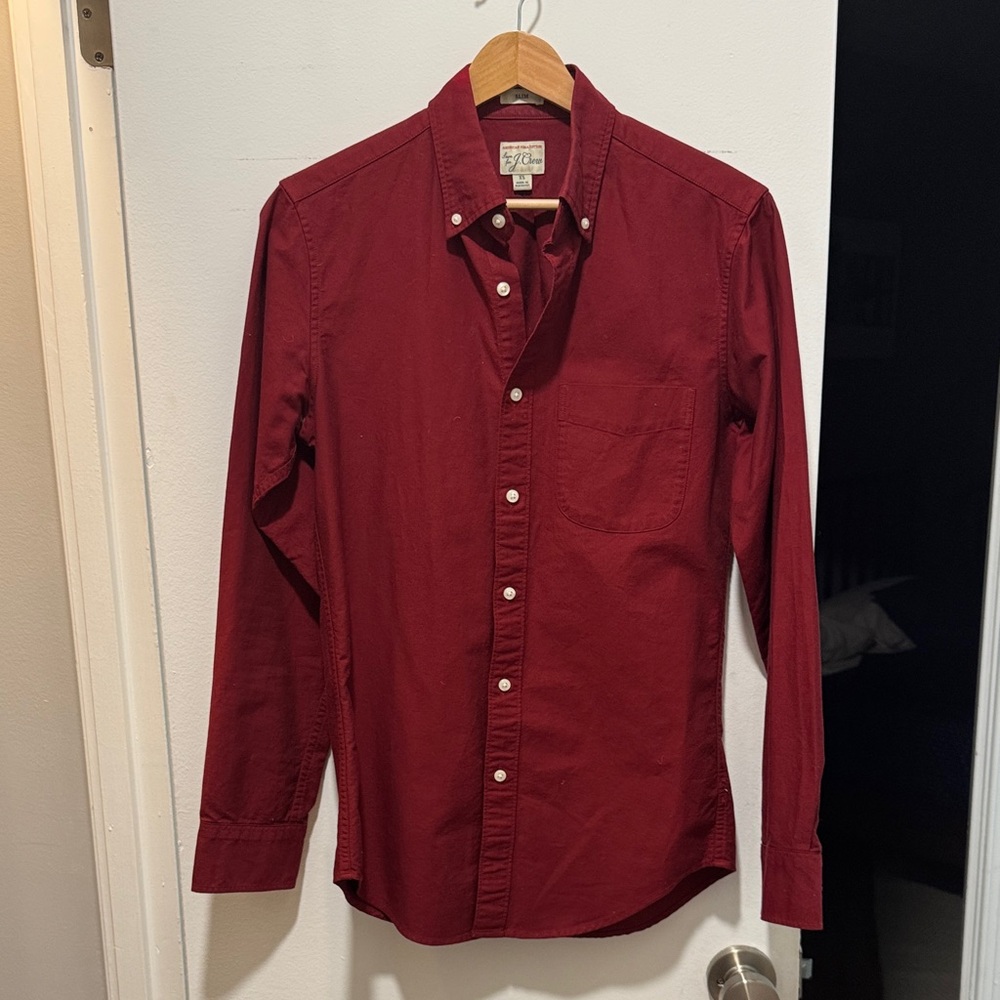 J.Crew American Pima Cotton Button-Down – Slim Fit – Men’s XS – Red